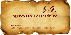 Jagerovits Feliciána névjegykártya